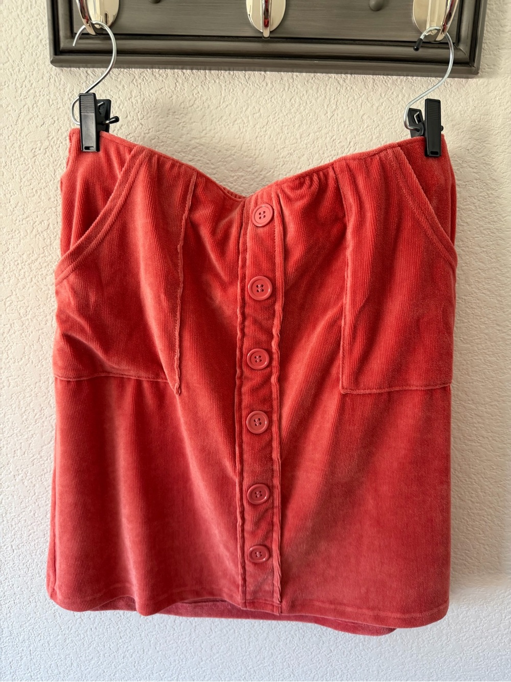 LuLaRoe Coral Red Button-Front Mini Skirt